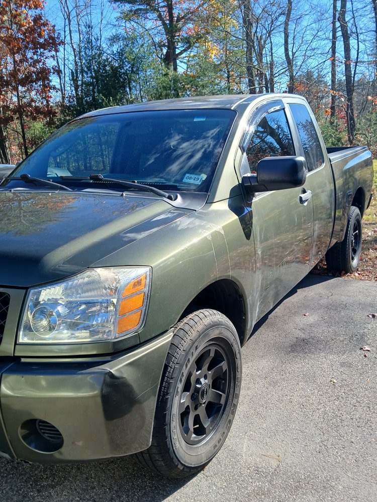 Nissan Titan pickup in for service